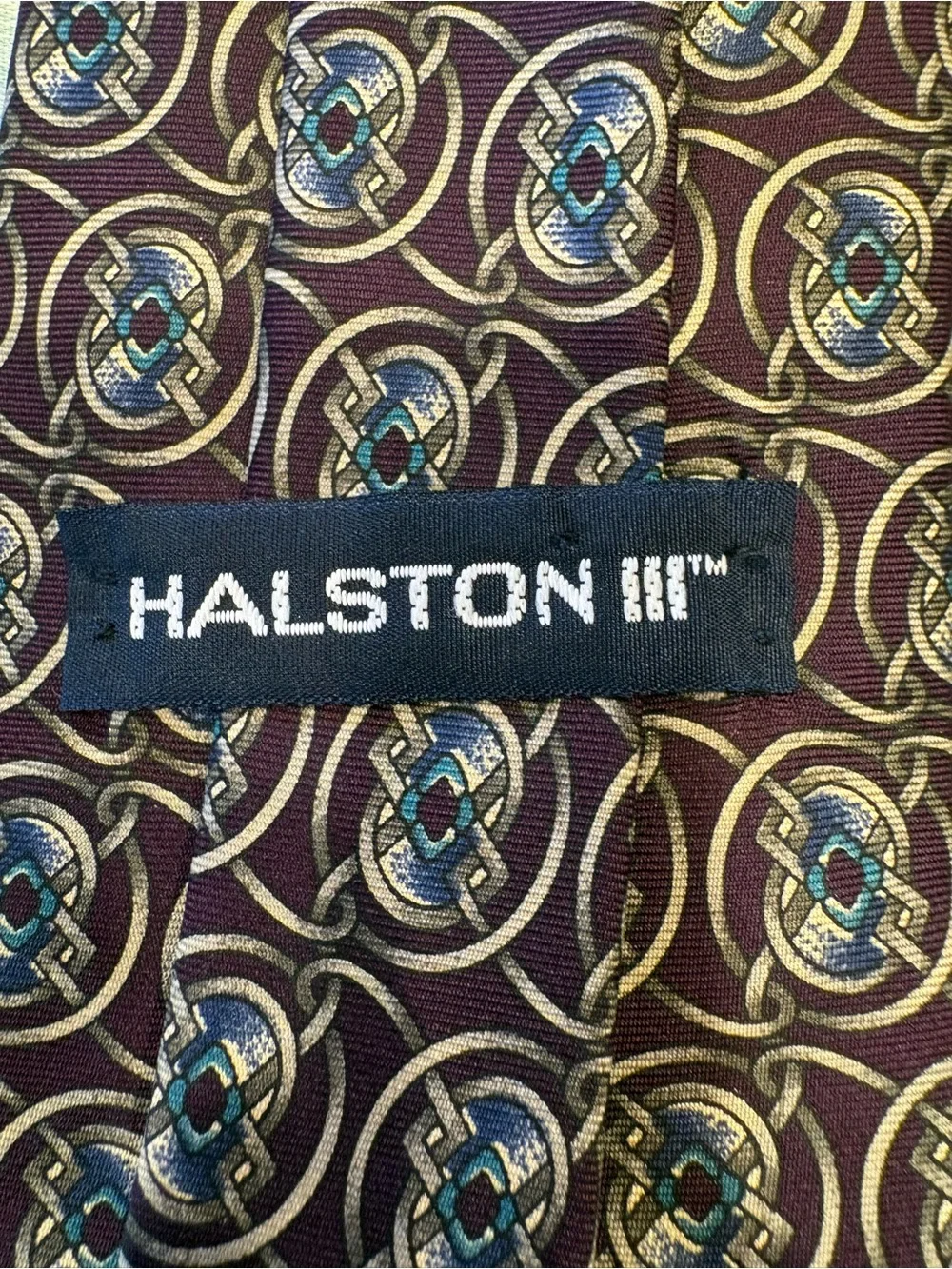 Vintage 1980s Halston III 100% silk tie, made in the USA